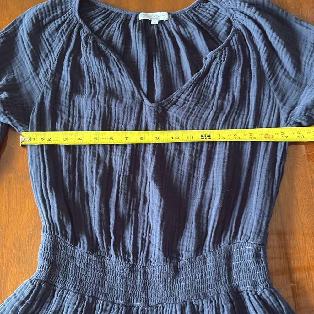 NWOT Michael Stars Navy Katelyn Lined Gauze 100% Cotton V Neck Dress-  Size M - Picture 7 of 8